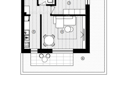 Apartament cu 2 camere, 49.3 mpu, Terasă 34.6 mp, Parter