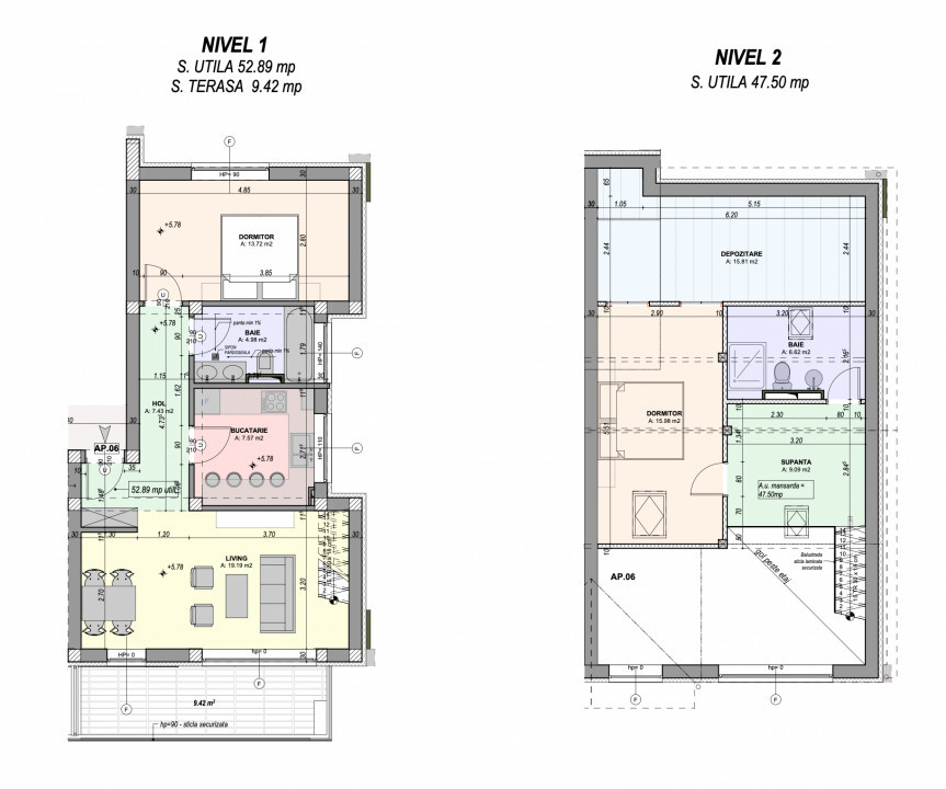 Apartament Tip Penthouse, 3 camere, 2 Niveluri