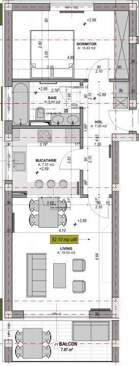 Apartament 2 camere, Finisat la cheie, Intabulat