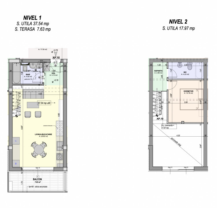 Apartament Tip Penthouse pe 2 niveluri, Mobilat/Utilat