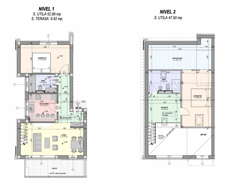 Apartament Tip Penthouse, 3 camere, 2 Niveluri, 100 mpu